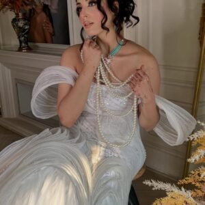 ivory structured gown